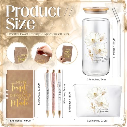 Funnymoom 6 Pcs Appreciation Gifts Set Women Glass Tumbler, Floral