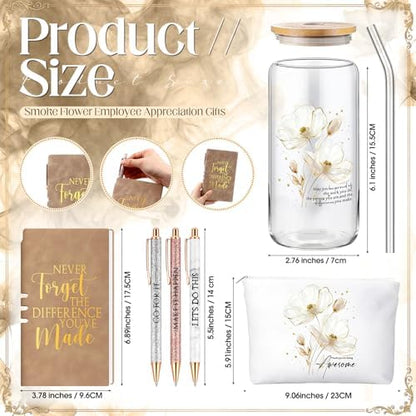 Funnymoom 6 Pcs Appreciation Gifts Set Women Glass Tumbler, Floral