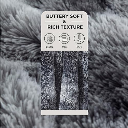 Bedsure Faux Fur Fluffy Fleece Sherpa Blanket Couch Throw Grey 50"x60"