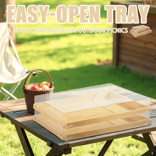 5 Pack 11" x 7.48" Serving Trays Sets Catering Trays with Lids, Paper