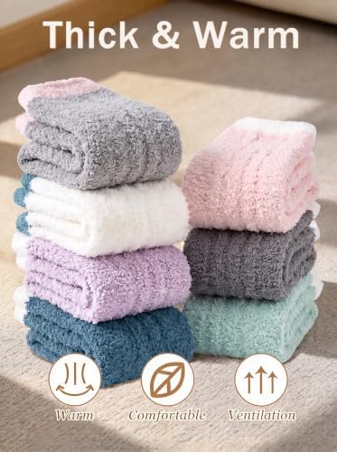 Chalier 7 Pairs Fuzzy Socks for Women, Winter Cozy Fluffy Socks