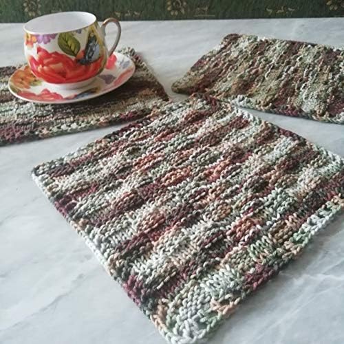 Knitted Dish Cloths Handmade 3-Piece Hand Knit Dishwashers Reusable
