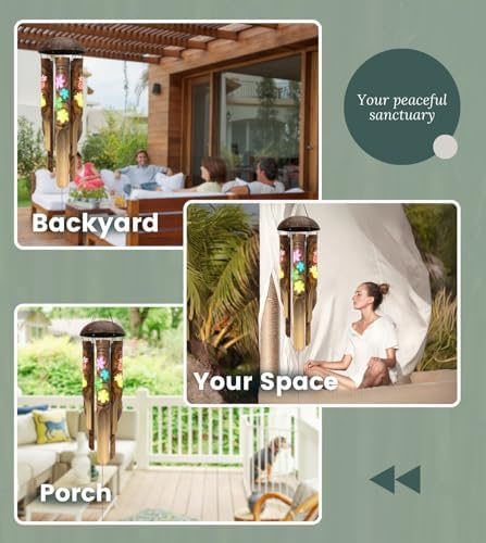 Nalulu Piney Bamboo Wind Chimes - Outdoor Wood Wooden Windchimes