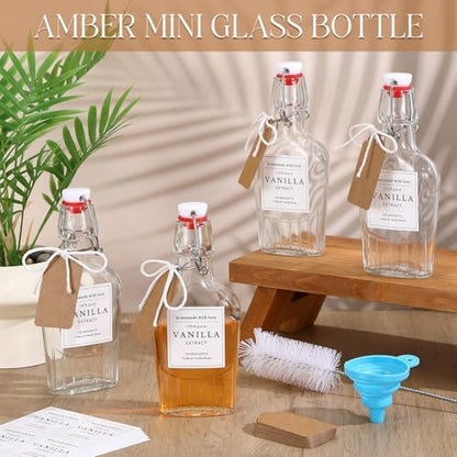 12 Set Swing Top Glass Flask Homemade Vanilla Extract Bottles with