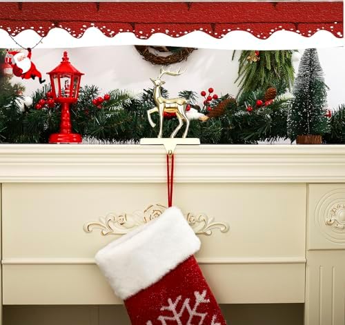 Gold 3D Reindeer Christmas Stocking Holders for Mantet,Stocking
