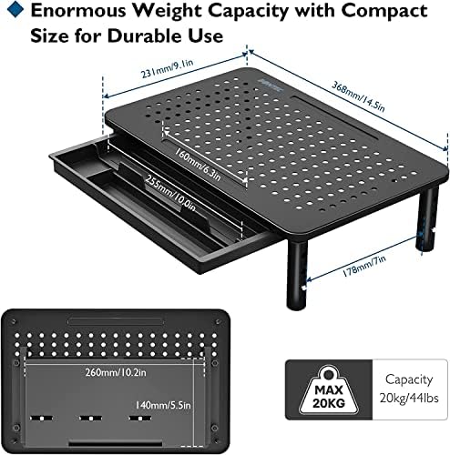 BONTEC 2 Pack Adjustable Monitor Stand Riser with Drawer, Supports