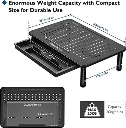 BONTEC 4 Pack Adjustable Monitor Stand Riser with Drawer, Supports