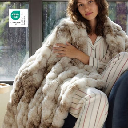 Bedsure Fluffy Bubble Faux Fur Throw XL Blanket, 50"x70", Tie-dye