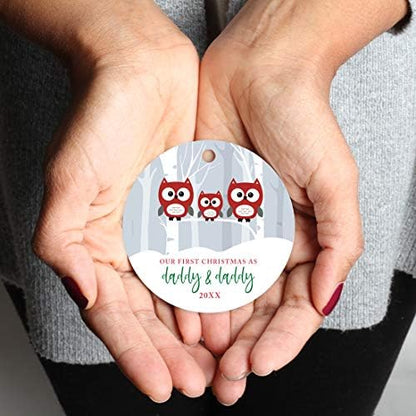Andaz Press Custom Year Gay Couple Family Metal Christmas Ornament