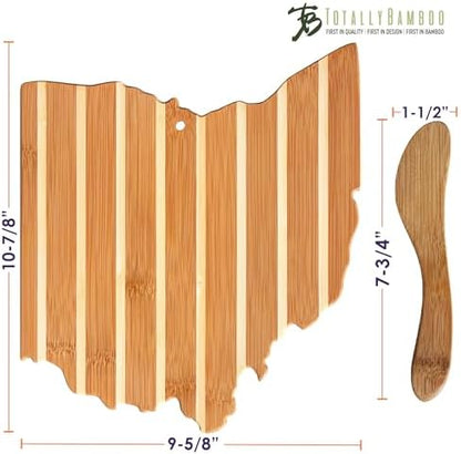 Totally Bamboo Ohio Charcuterie Board with Spreader Knife Gift Set
