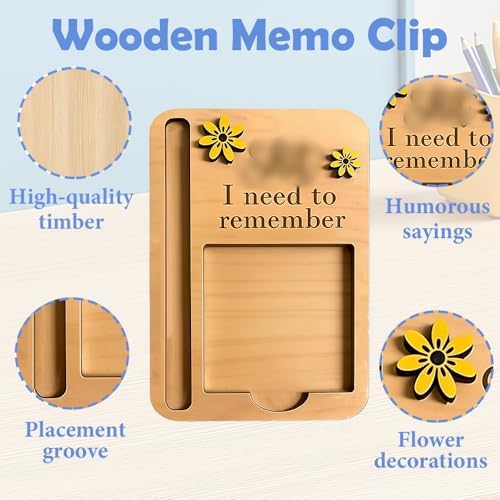 Wooden Sticky Note Holder Set, Sticky Notepad Holder for Desk