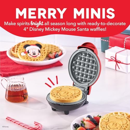 Disney | Dash Mickey Santa Hat Mini Waffle Maker, Ceramic Nonstick