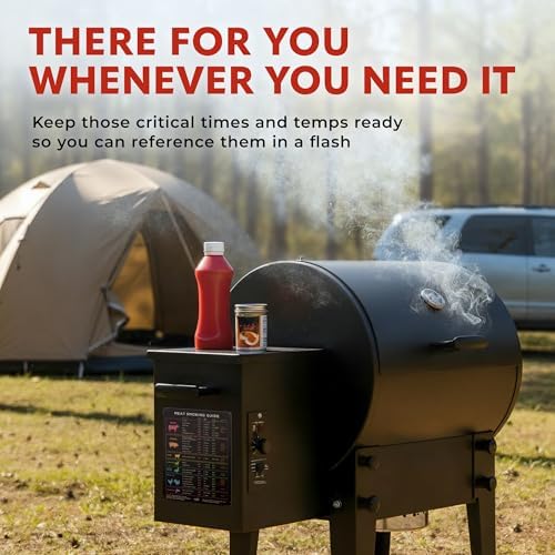 Meat Temperature & BBQ Smoker Guide Magnet - Wood, Time & Temp Chart