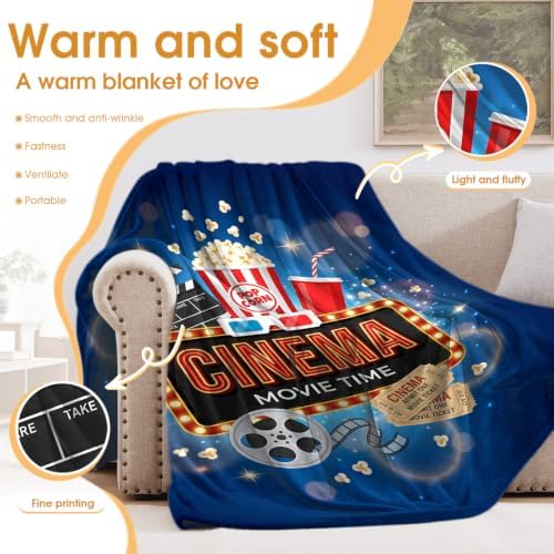 Movie Theater Popcorn Blanket Cinema Gifts for Men Women Boys Adults