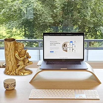 ARTVARKO Brass Pen Holder Stand Tree with a Boy Playing Violin
