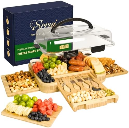 Charcuterie Board Set with Lid, Drawers, Tray, Serving Accessories