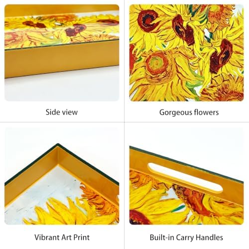 Classic Impressionist Sunflower Decorative Serving Tray, 15.7" x 11.8"