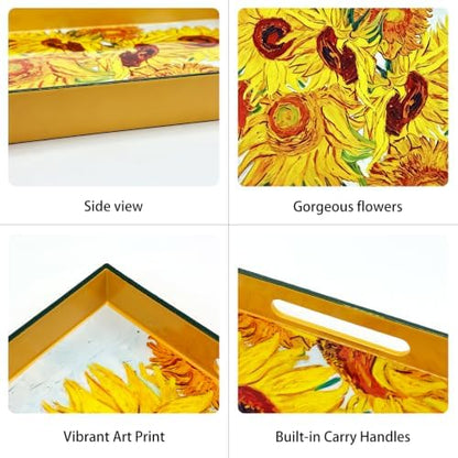 Classic Impressionist Sunflower Decorative Serving Tray, 15.7" x 11.8"