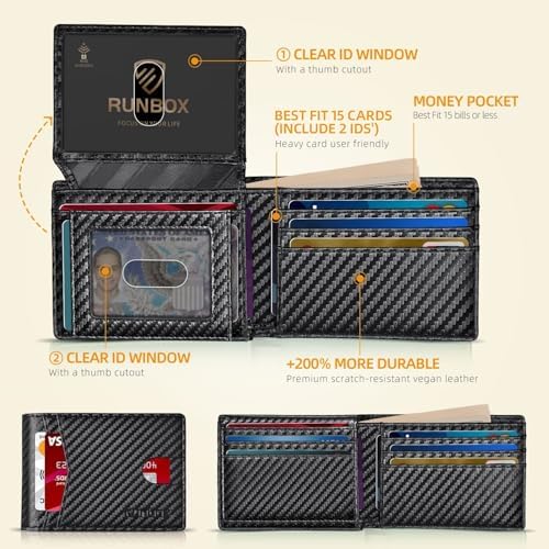 RUNBOX Wallet for Men -Slim Rfid Leather Mens Bifold Novelty Wallets 2