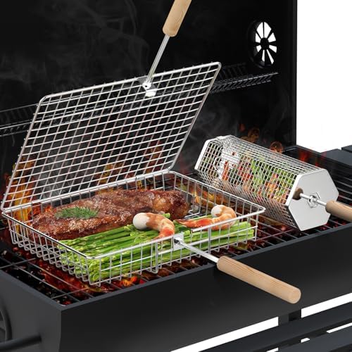 Grill Basket Set, BBQ Accessories, Outdoor Camping Cooking, Gifts for