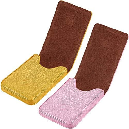 Outus 2 Pcs Business Card Wallet PU Leather Magnetic,Yellow and Pink