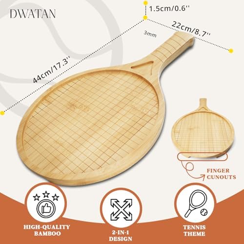 Tennis Racket Charcuterie Board, 16.5-Inch Bamboo Serving Board