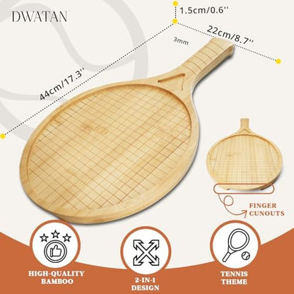 Tennis Racket Charcuterie Board, 16.5-Inch Bamboo Serving Board
