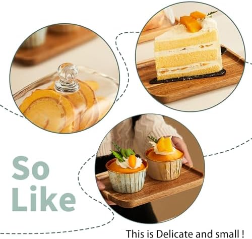 2 Pack Rectangular Wooden Cake Stand, 4 x 6.3 Mini Cake Plate Holder