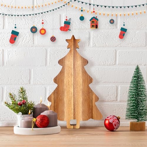 Wooden Christmas Kitchen Decor Acacia Wood Tree Cutting Charcuterie