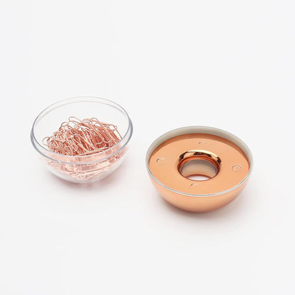 NatSumeBasics Rose Gold Paper Clip Holder Dispenser & 100 Paper Clips