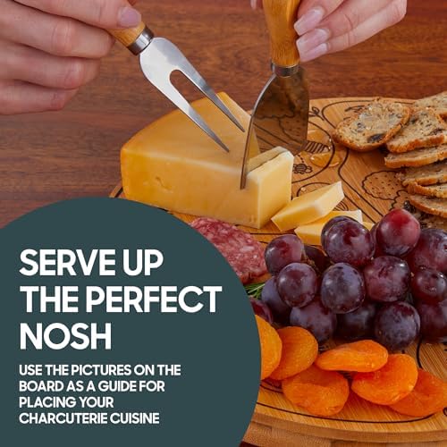 Hammer + Axe Charcuterie Board Set, Round Lazy Susan Bamboo Tray with