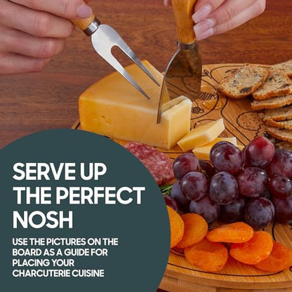 Hammer + Axe Charcuterie Board Set, Round Lazy Susan Bamboo Tray with