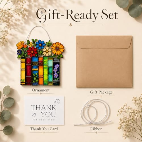 Book Lovers Gifts Book Ornament, Teacher Gifts for Women, Librarian