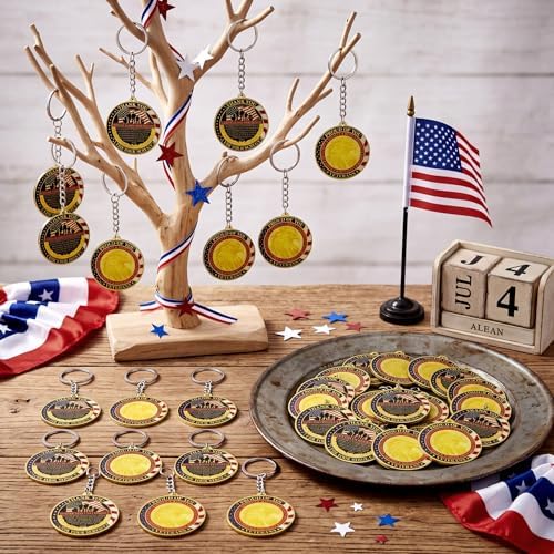48 Pcs Veterans Keychains Gifts Military Keychain Accessories Thank