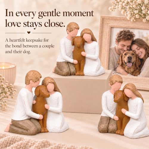Couple and Dog Ornament, Gifts for Couples with Dogs, Brown Dog