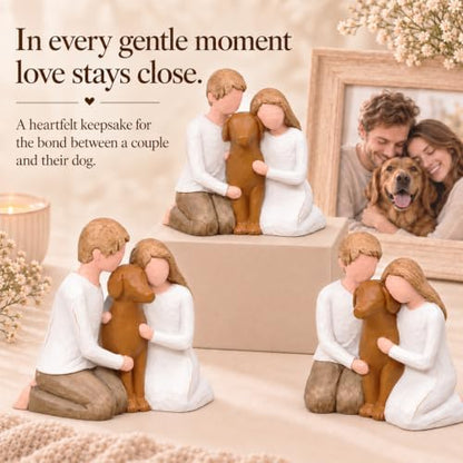 Couple and Dog Ornament, Gifts for Couples with Dogs, Brown Dog