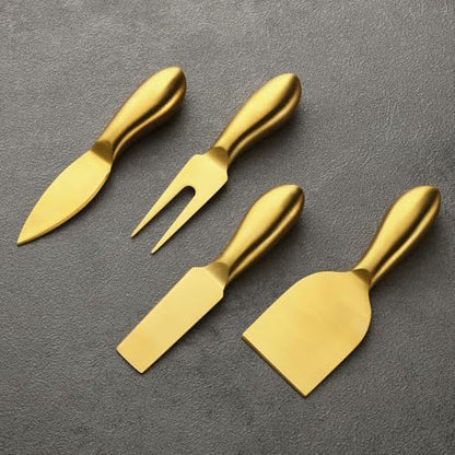 Funnymoom 4 Pcs Gold Cheese Knives Set, Stainless Steel Cheese Tools