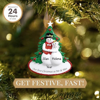 Personalized First Christmas Married Ornament 2026, Snow Couple
