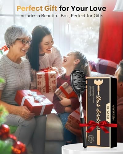 Telescopic Back Scratcher with 5 Detachable Heads, Gifts for Men