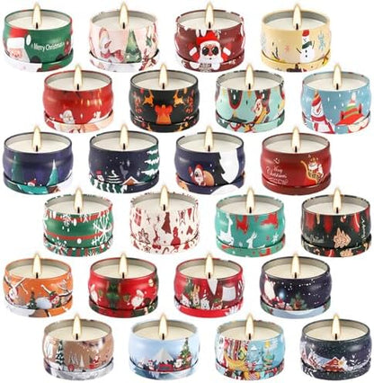 24 Pack Christmas Scented Candles - Natural Soy Wax Advent Candles