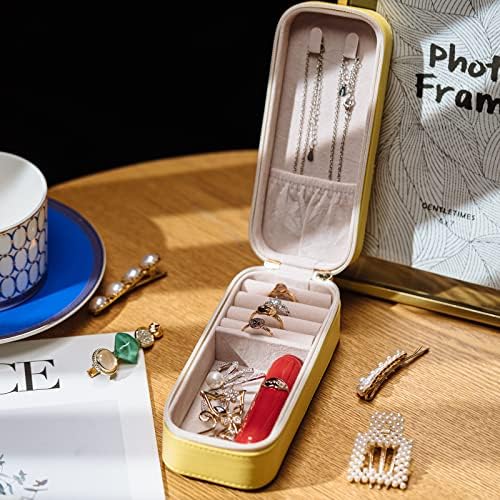 Small Travel Jewelry Organizers Box for Women with PU Leather Portable