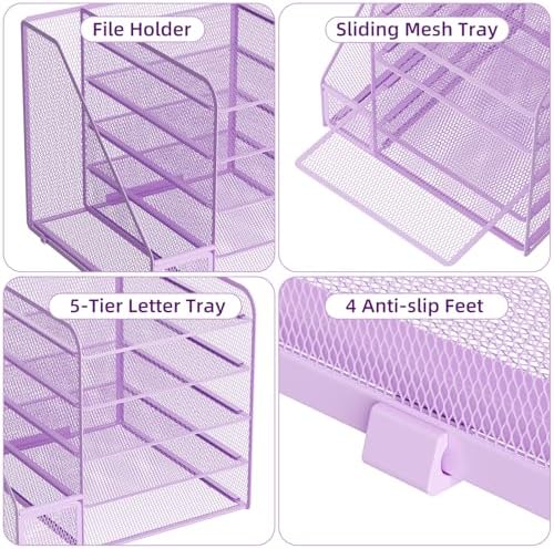 Marbrasse Desk Organizers and Accessories, 5-Tier Paper Letter Tray