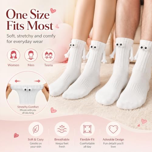 Smilelife 2 Pairs Magnetic Holding Hands Socks - Funny Gifts for Women