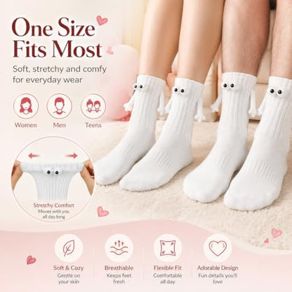 Smilelife 2 Pairs Magnetic Holding Hands Socks - Funny Gifts for Women