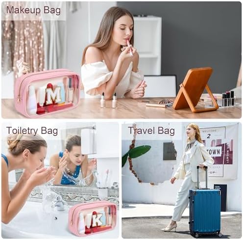 YOOLIFE Birthday Gift for Kid Girl Women Initial Travel Makeup Bags