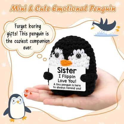 Sisters Gifts from Sister Brother Funny Handmade Crochet Penguin with