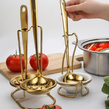 Vertical Spoon Rest Holder, Stainless Steel 2-Compartment Kitchen