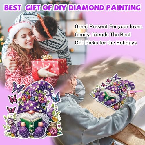 Bowetile Gnome Diamond Art Hanging Kits for Adults, 5D Special Shape