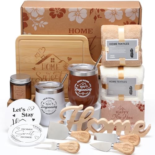 19 Pcs Housewarming Gift for Couple, Rustic Brown New Home Set