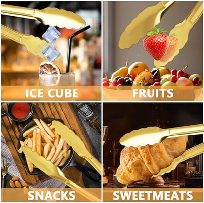 4 Pack Gold Serving Tongs XEVOM Buffet Tongs Serving Utensils Salad